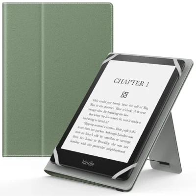 Image of MoKo Universal Case for 6&quot;,6.8&quot;,7&quot; Kindle eReaders Fire Tablet, Kindle/Kobo/Voyaga/Lenovo/Sony E Book Lightweight PU Leather Folio Shell Cover Case, with Hand Strap/Kickstand, Celadon