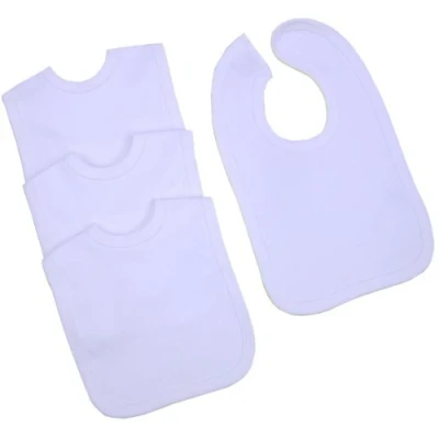 Image of BabyPrem Baby Clothes 4 Pack 100% Cotton Hook and Loop Fastening Bibs One Size White