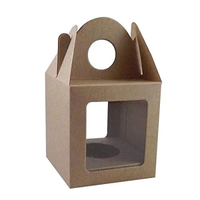 Image of 10 x Medium Kraft Single Cupcake/Muffin/Fairy Cake Boxes with 2 Windows