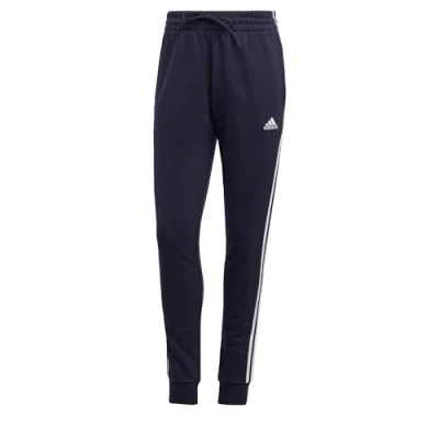 Image of adidas Sportswear Essentials 3 Stripes French Terry Cuffed Tracksuit bottoms, Women&#039;s, Size: Small, Legend ink/white
