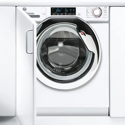 Image of Hoover H WASH HBWOS 69TAMCE 80 9Kg 1600 Rpm Integrated Washing Machine, Quick Washes, Anti Allergy, Max energy efficiency, White with Chrome door