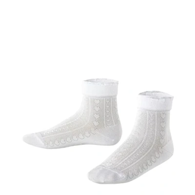 Image of FALKE Unisex Kids Romantic Net K SO Cotton Plain 1 Pair Socks, White (White 2000), 3 5