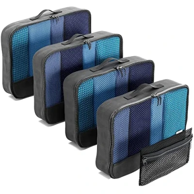 Image of OW Travel Easy to Organise Packing Cubes for Suitcases. 4 Medium and Zipper Organiser Bag Backpack Luggage.Travel Accessories Gifts Holiday Essentials. 5Pcs Black