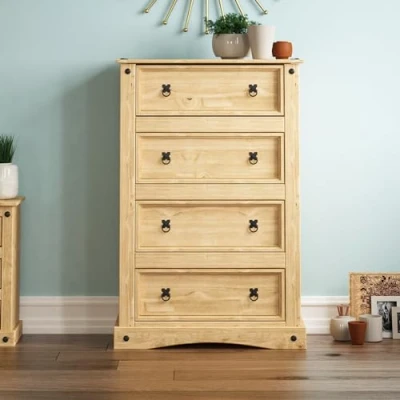 Image of Vida Designs Corona Chest Of Drawers, 4 Solid Pine Wood