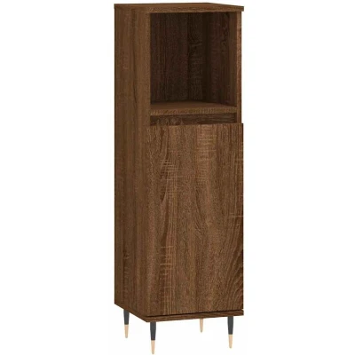 Image of vidaXL Bathroom Cabinet Brown Oak 30x30x100 cm Engineered Wood