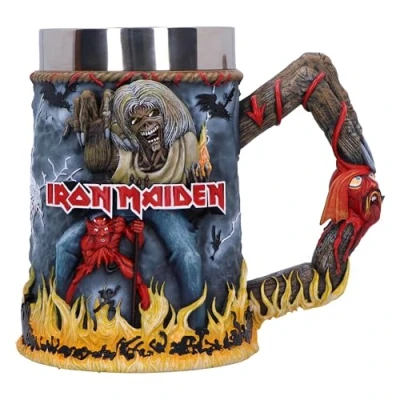 Image of Nemesis Now Iron Maiden The Number of Beast Tankard, Resin, Official Beer Mug, Removable Stainless Steel Insert, Cast in Finest Expertly Hand Painted