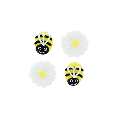 Image of Culpitt Bee &amp; Daisy Sugar Piping&#039;s, Hand Made Royal Icing Decorations for Easter, Mothers Day, Gender Reveal Pack of 12