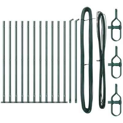 Image of vidaXL Fence Posts with Base Plates 13 pcs Ø32mm 50cm Galvanised Steel