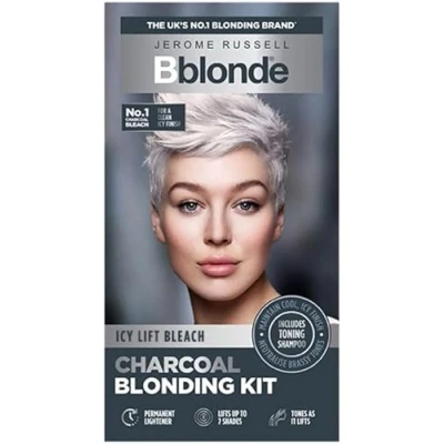 Image of Jerome Russell Bblonde Charcoal Blonding Kit Toning Bleach Lifts Up To 7 Shades with Activated Black Ice Shampoo And Conditioner Included