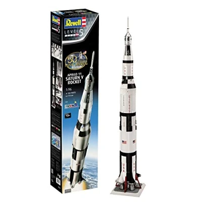 Image of Revell RV03704 03704 Gift Set Apollo 11 Saturn V Rocket (1:96 Scale) Plastic Model kit, Various