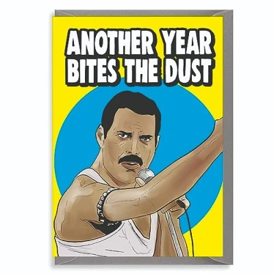Image of Queen Freddie Mercury Card Another Year Bites The dust Birthday, Music, Funny IN86
