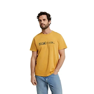 Image of Animal Jacob Mens Organic T Shirt Lightweight &amp; Comfortable Tee in Soft Cotton with Relaxed fit for Spring, Summer, Beach, Holiday Travel Yellow