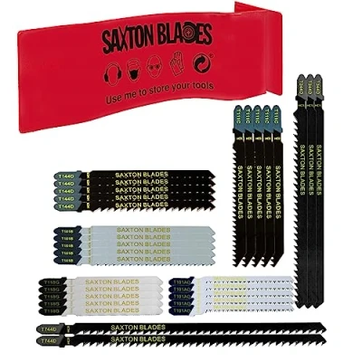 Image of 35pc Saxton T Shank Jigsaw Blades Set T144D T101B T101BR T111C T101AO T118G T744D T344D Wood &amp; Metal fit Bosch, Dewalt, Makita etc
