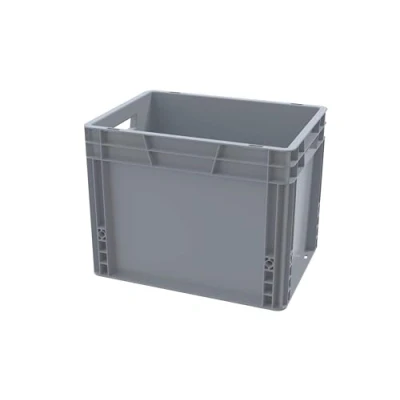 Image of Solent Plastics Recycled Plastic ECO Euro Stacking Industrial Storage Containers Boxes Crates! (30 Litre 40 x 30 32cm), Dark Grey (SPKRC)
