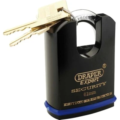 Image of Draper Heavy Duty Padlock and 2 Keys with Shrouded Shackle, 61mm