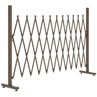 Image of Outsunny Expanding Trellis Fence Freestanding Aluminum Alloy Movable Foldable Garden Screen Panel Pet Safety for Patio Lawn Decoration, 300cm x 103.5 cm, Dark Brown