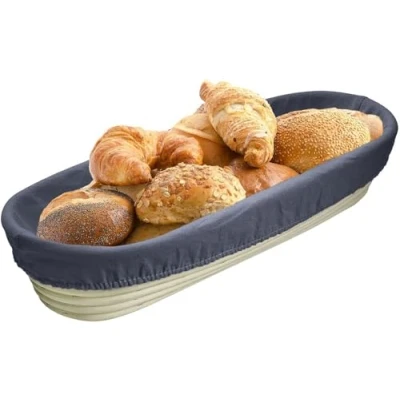 Image of Westmark 3201226A Proofing Basket Cover for Oval Baskets 39.5 x 15.5 cm Cotton Charcoal Grey