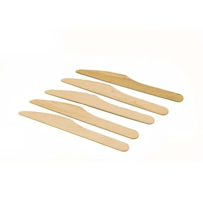 Image of We Can Source It Ltd 1000 x Wooden Birchwood Knives 110mm Fully Biodegradable, Compostable and Eco Friendly (Box Contains 10 100)