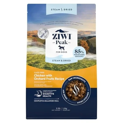 Image of ZIWI Peak Steam &amp; Dried Cage Free Chicken with Orchard Fruits, 1.5 kg High Protein, Grain Dog Food Dry, Raw Alternative