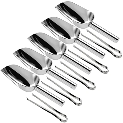 Image of 10pcs Ice Tongs Scoop Set, Stainless Steel Scoopers for Pick and Mix, Metal Mini Candy Buffet Wedding Bar Party Kitchen Supermarket