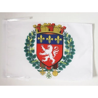 Image of AZ Flag City of Lyon 18&#039;&#039; x 12&#039;&#039; 100% Polyester Lyons Small Banner with Two Cords Fade Resistant Vivid Colors 18x12 in 45x30 Cm