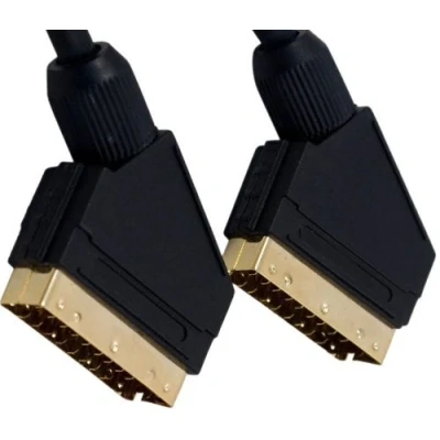 Image of World of Data 3m Shielded Scart Cable 24k Gold Plated Fully Wired 21 pin Audio &amp; Video Lead Male to