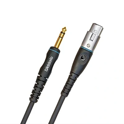 Image of D&#039;Addario Microphone Cable XLR Female to 1/4 Inch Male Plugs Gold Plated Shielded for Noise Reduction Custom Series/3.05 Meters 1 Pack