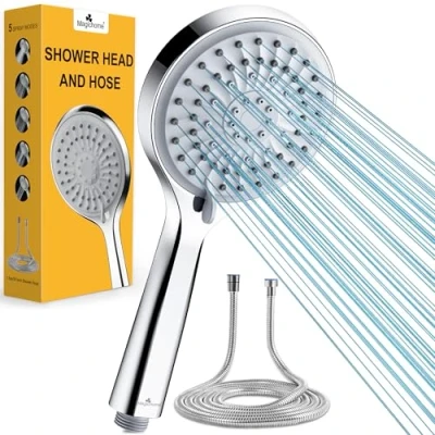 Image of Magichome High Pressure Shower Head and Hose, 5 Spray Modes with 1.5m Large Powerful Flow Handheld Showerhead for Low Water