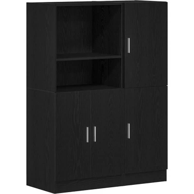 Image of vidaXL 2 Piece Kitchen Cabinet Set Black Engineered Wood