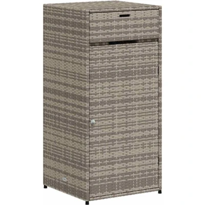 Image of vidaXL Grey Garden Storage Cabinet with Poly Rattan Material Durable Outdoor Box Cupboard for Furniture Cushions &amp; Gardening Supplies