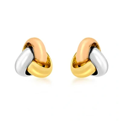 Image of Carissima Gold Women&#039;s 9 ct Three Colour mm Triple Knot Stud Earrings