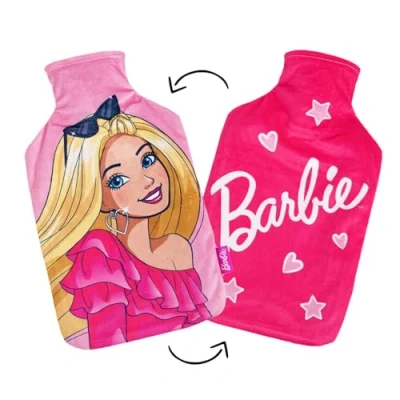 Image of Disney Reversible Hot Water Bottles Barbie Plush Cover Natural Rubber 2L Capacity Design