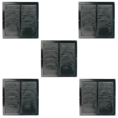 Image of Amig Set of 5 Square Aluminium Grille with Mosquito Net Air Ventilation Grilles for Outlet Ideal Kitchen and Bathroom Ceiling Dimensions 300 x mm Black