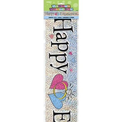 Image of Sparkling Happy Engagement Prism Banner (3.6 Meters) 1 Piece Celebration for Memorable Moments