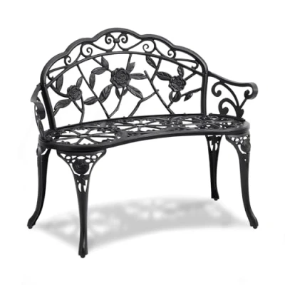 Image of VEVOR, 38.8 inches Metal Garden Bench for Outdoors, Black, 98.5 cm