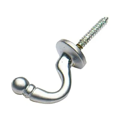 Image of Merriway® BH01645 (2 Pcs) Ball End Curtain Drapery Hold Back Tie Hooks, 40mm (1.1/2 inch) Satin Chrome Plated Pack of 2 Pieces