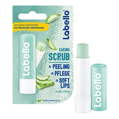 Image of Labello Lip Scrub Aloe Vera (5.5 ml), Innovative Balm with Particles of Natural Origin, Gentle Vitamin E