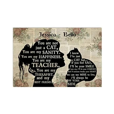 Image of BCTS Personalized Girl Cat Silhouette You Are Just Not A Poster Garage Wall Decor Home Birthday Gift Metal Signs 12X16 inch