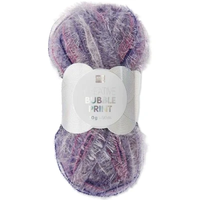 Image of Frida&#039;s Wollhaus Rico Design 50 g Creative Bubble Sponge Yarn Wool Knitting Crochet 57 Colours (007 Print Aubergine)