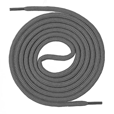 Image of Mount Swiss Round premium laces for work shoes, hiking shoes and trekking polyester, diameter 4.5 mm, very tear resistant, colour: grey, length: 130 cm.
