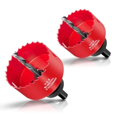 Image of HYCHIKA Bi Metal Hole Saw, 2PCS Saw Set 68mm 60mm, Cutting Depth: 32mm, Perfect for Drilling Soft Metal, Wood, PVC Board and Plastic