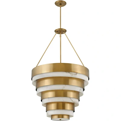 Image of Hinkley Echelon Cylindrical Pendant Ceiling Light Heritage Brass