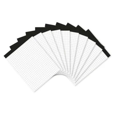 Image of Landre 100050639 Notebook Without Cover, DIN A6, 50 Pages, Blank 60 g/m² Fine, Wood Free Writing Paper, Grey Spine Lined, Perforated, Pack of 10 Notepad Chequered