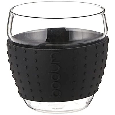 Image of Bodum Pavina Set of 2 Glass Mugs, 0.35L, 12oz, Black