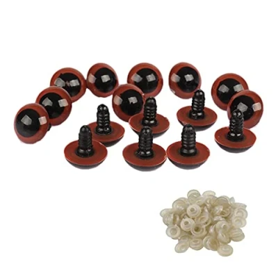 Image of 100PCS Brown Plastic Safety Eyes DIY Sewing Crafting Accessories for Doll Bear Stuffed Animals Toys Teddy Puppet Making 16mm/0.63inch