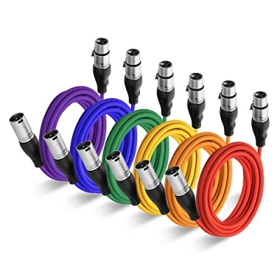 Image of NUOSIYA XLR Cable 6m 6 Colors Balanced Microphone 3 pin Male to Female Extender Cord for Studio Recorder, Mic, Mixer, Speaker System, Phantom Power