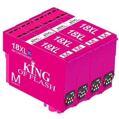 Image of KING OF FLASH Replacement for Epson 18 18XL Magenta Ink Cartridges Compatible Expression Home XP 425 422 415 412 325 322 315 312 225 215 212 405 (4 Magenta)