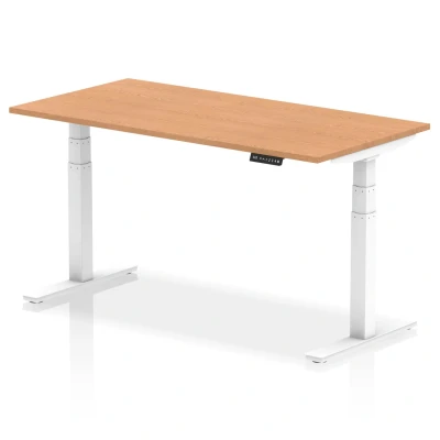 Image of Air 1600/800 Oak Height Adjustable Desk With White Legs HA01039