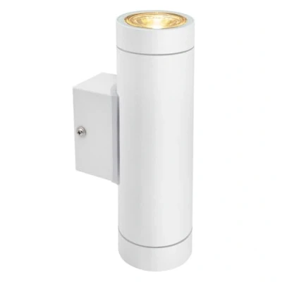 Image of Stainless Steel White Double Outdoor Wall Light Up Down Mains Powered Garden ZLC054W