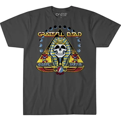 Image of Liquid Blue Unisex&#039;s Grateful Dead Egypt 1978 Short Sleeve T Shirt, Charcoal, S
